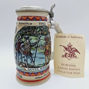 ANHEUSER BUSCH | Budweiser Discover America Series "Santa Maria" stein 1989